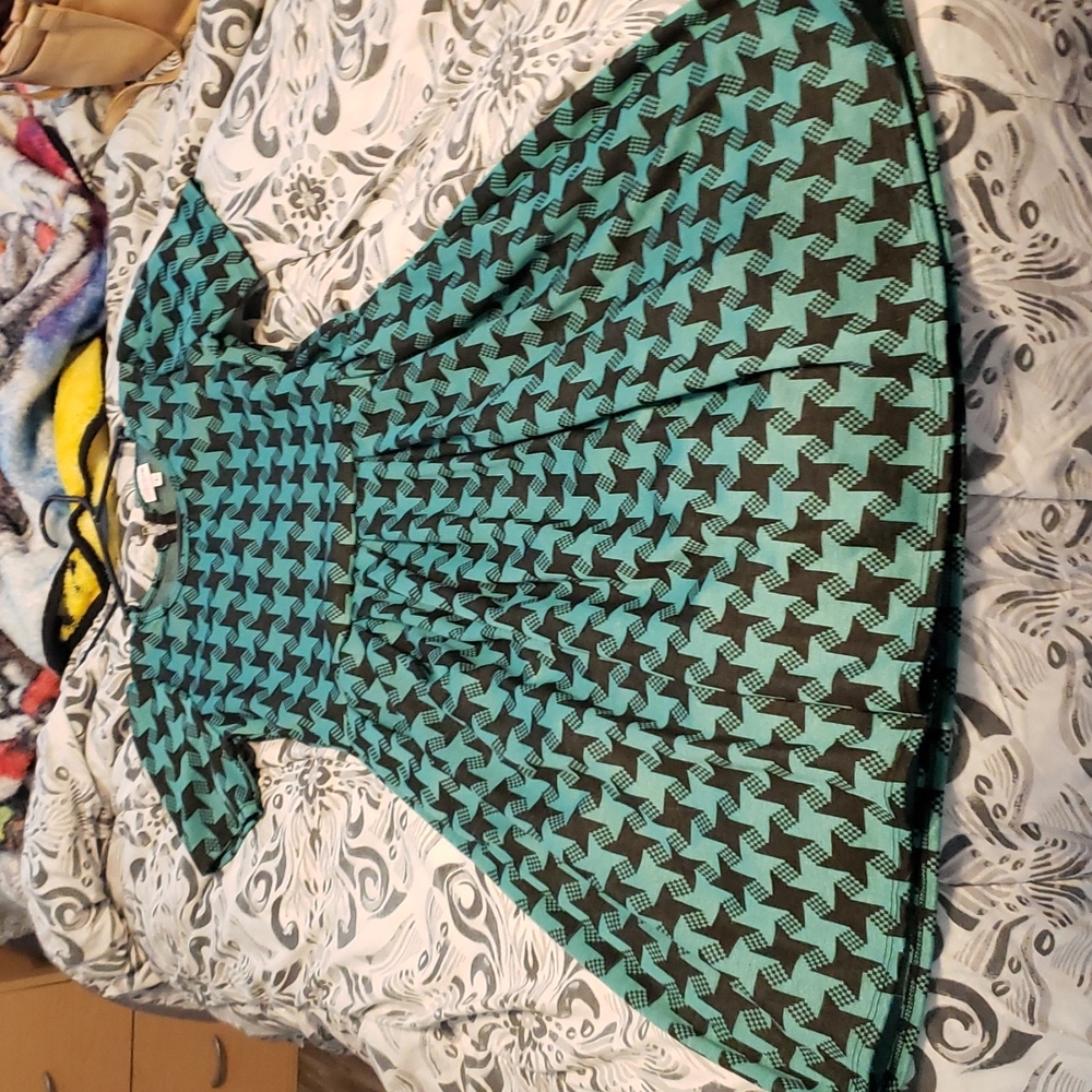 L lularoe dark teal & black dress